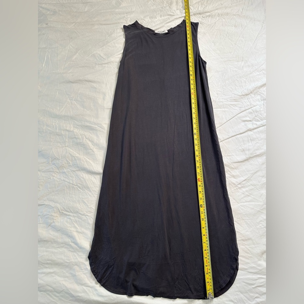 PROJECT SOCIAL T Charcoal Gray Sleeveless Cotton Maxi Dress Snap Back Raw Edge L - Picture 8 of 12